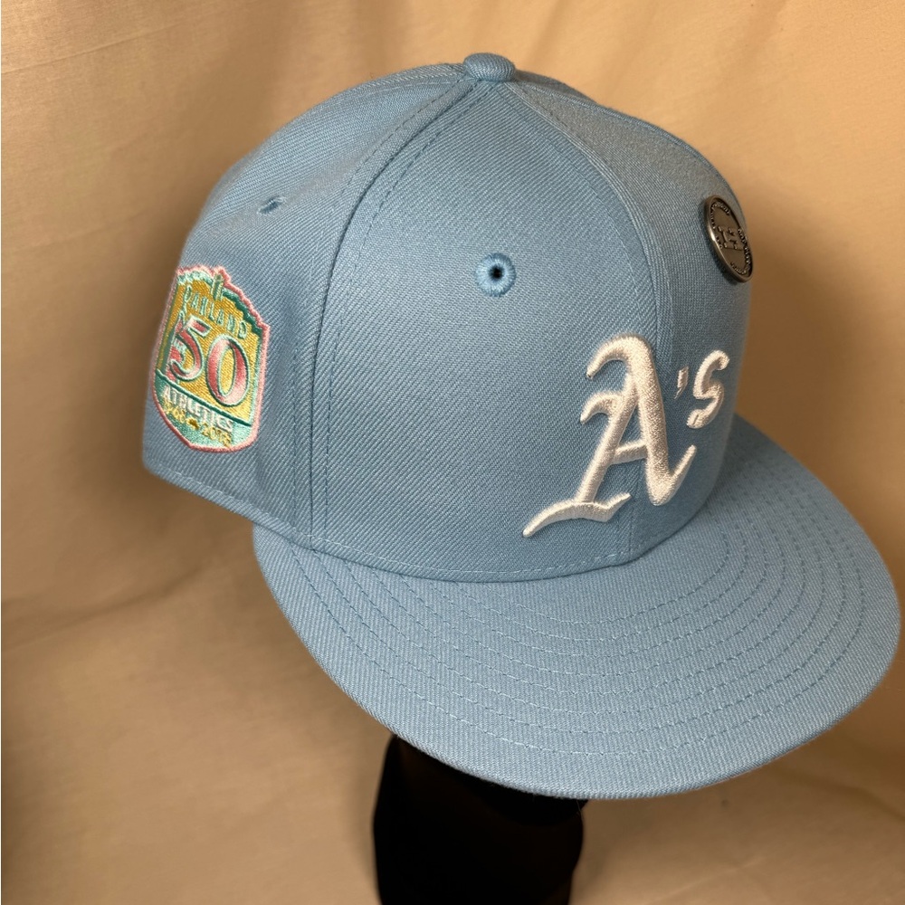 Hat Club, A’s 50 years 1968-2018 Patch, “cotton candy” Size 7 3/8